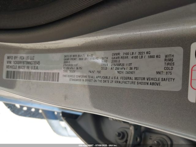 2022 RAM 1500 1C6SRFBT9NN376545 Photo 8