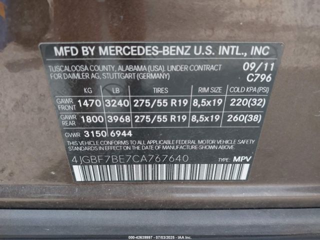 2012 MERCEDES-BENZ GL 450 4JGBF7BE7CA767640 Photo 8