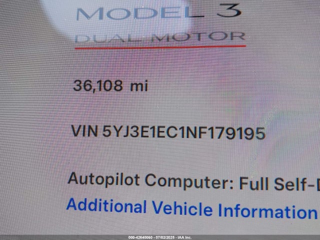 2022 TESLA MODEL 3 5YJ3E1EC1NF179195 Photo 8