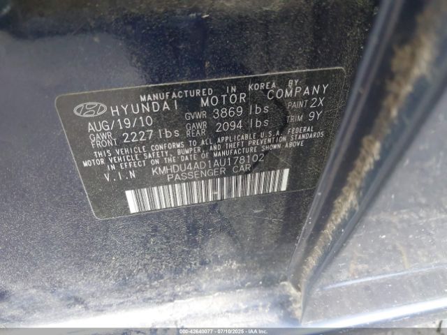 2010 HYUNDAI ELANTRA KMHDU4AD1AU178102 Photo 8