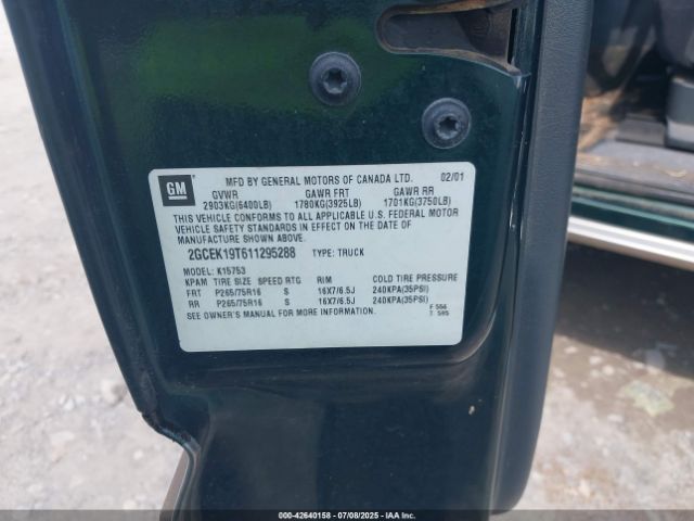 2001 CHEVROLET SILVERADO 1500 2GCEK19T611295288 Photo 8