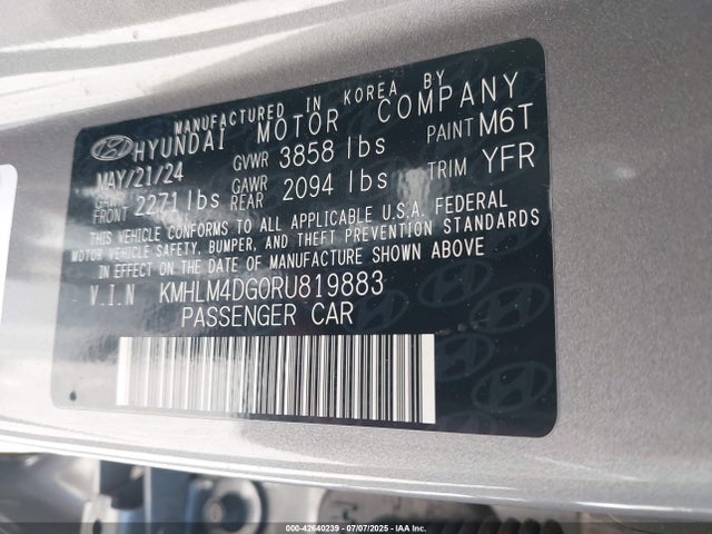 Продаж на аукціоні авто 2024 Hyundai Elantra Sel, vin: KMHLM4DG0RU819883, номер лоту: 42640239