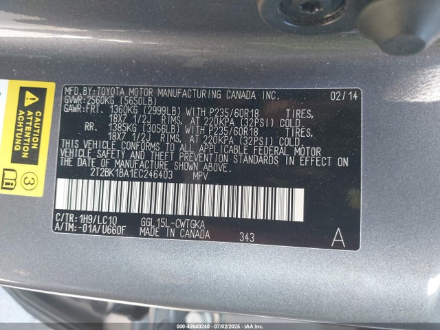 Lexus 2gr-fe 2014 2T2BK1BA1EC246403 Image 9
