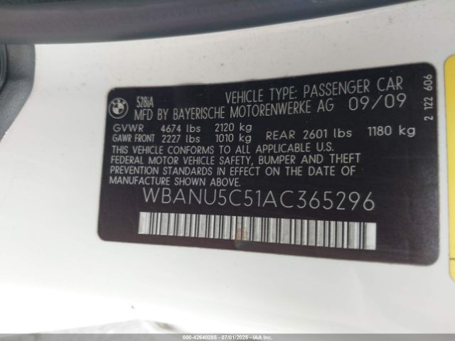 2010 BMW 528I WBANU5C51AC365296 Photo 8