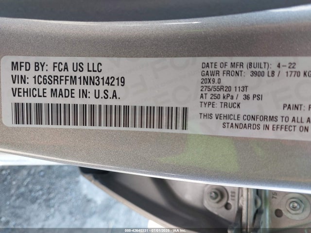 RAM 1500 2022 1C6SRFFM1NN314219 Image 9
