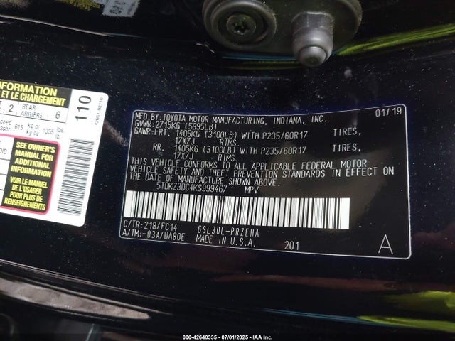 5TDKZ3DC4KS999467 Toyota 2gr-fks
