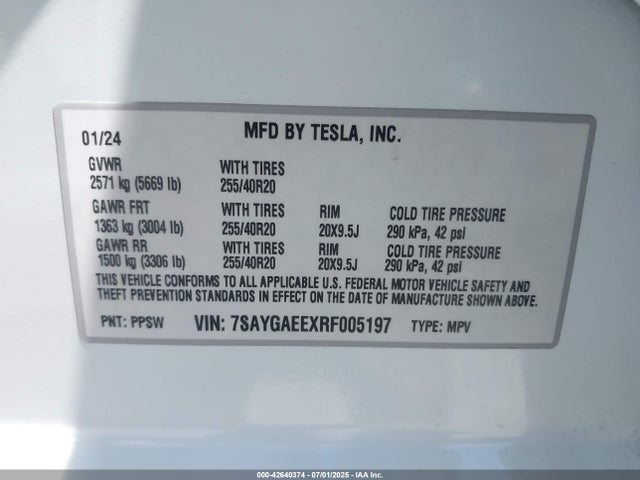 2024 TESLA MODEL Y 7SAYGAEEXRF005197 Photo 8