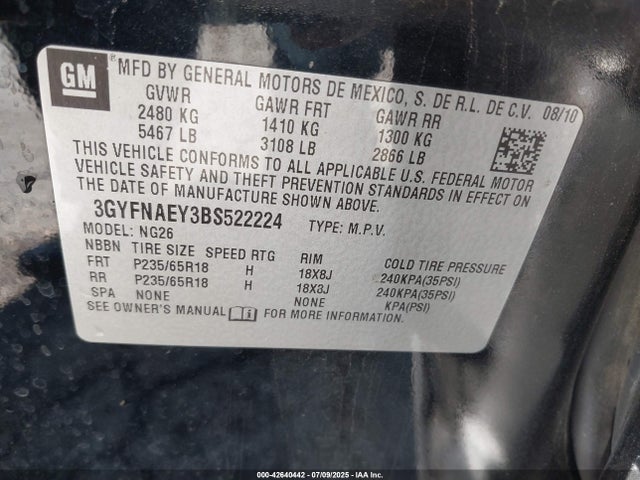 2011 CADILLAC SRX 3GYFNAEY3BS522224 Photo 8