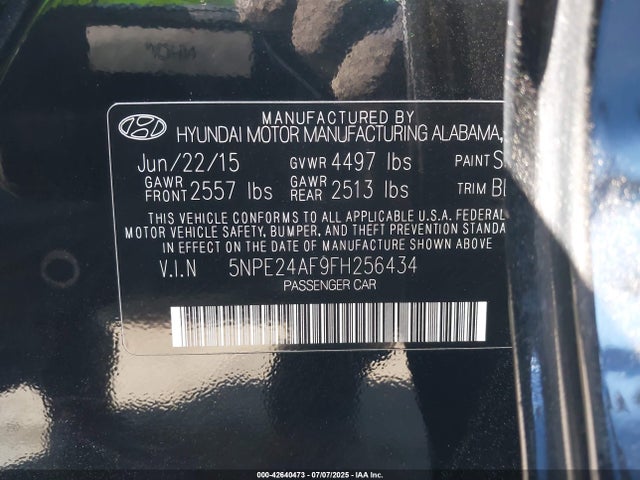 5NPE24AF9FH256434 Hyundai dohc gdi theta-ii