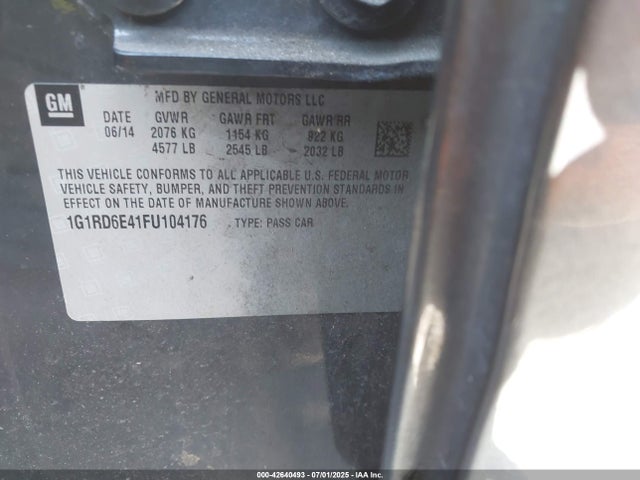 1G1RD6E41FU104176 Chevrolet luu - ffv, e-flex, fam 0