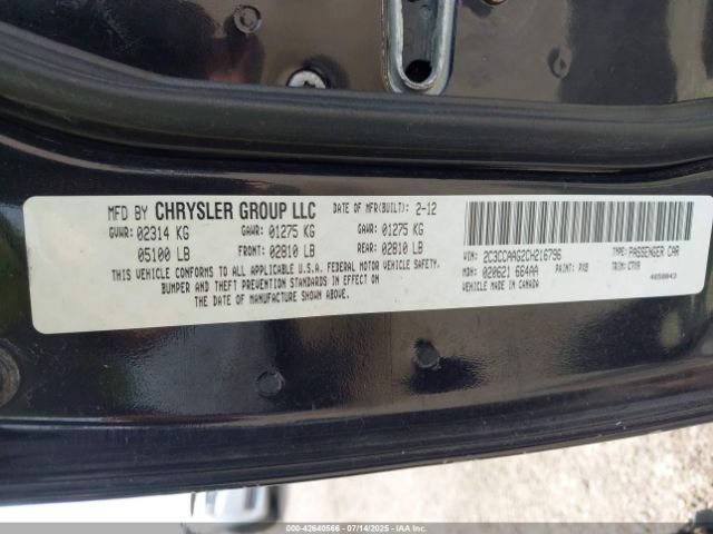 2012 CHRYSLER 300 2C3CCAAG2CH216796 Photo 8
