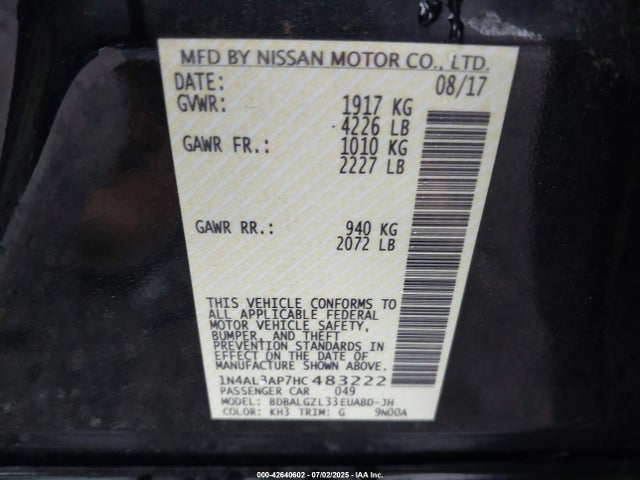 1N4AL3AP7HC483222 Nissan 2017