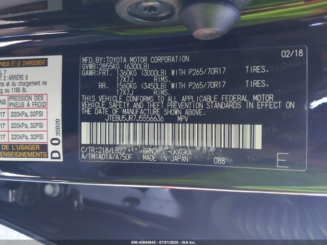 Toyota 1gr-fe 2018 JTEBU5JR7J5556636 Image 9