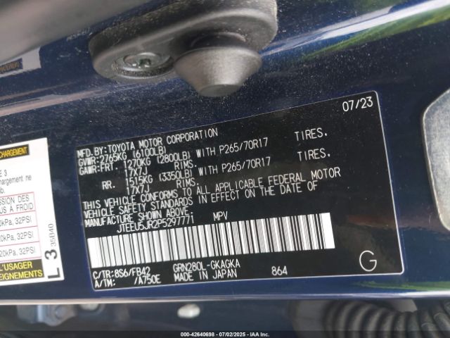 2023 TOYOTA 4RUNNER JTEEU5JR2P5297771 Photo 8