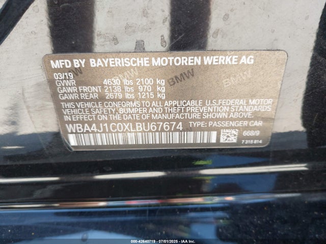 WBA4J1C0XLBU67674 BMW 2020