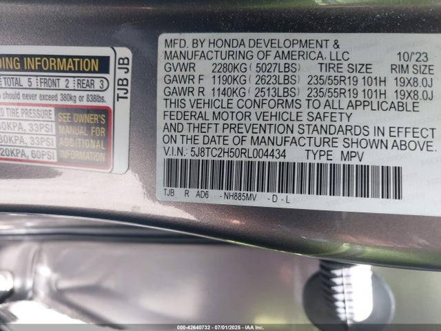 Acura k20c4 2024 5J8TC2H50RL004434 Image 9