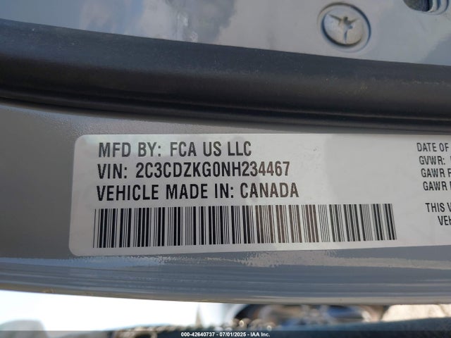 Dodge 2022 2022 2C3CDZKG0NH234467 Image 9