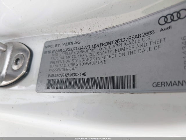 2017 AUDI A5 WAUD2AFH2HN002195 Photo 8