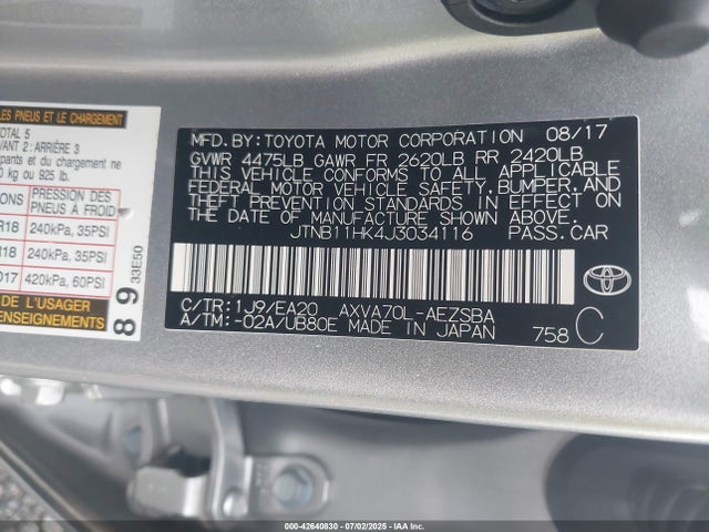 JTNB11HK4J3034116 Toyota a25a-fks