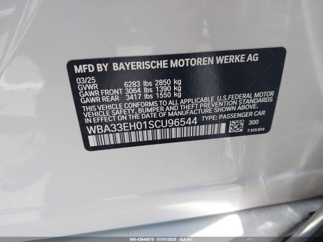WBA33EH01SCU96544 BMW 2025