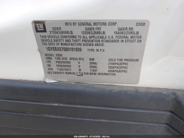2008 CADILLAC SRX 1GYEE437080181839 Photo 8