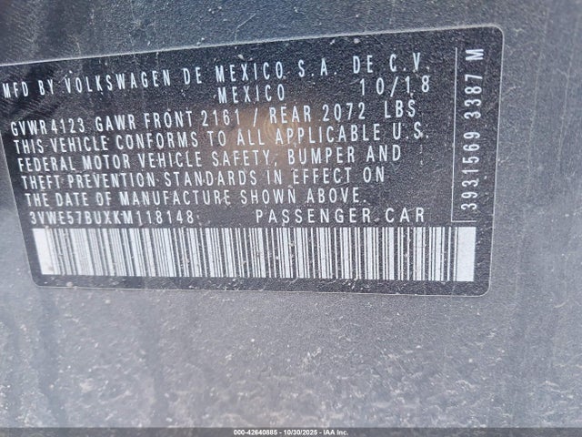 3VWE57BUXKM118148 Volkswagen 1.8 tsi