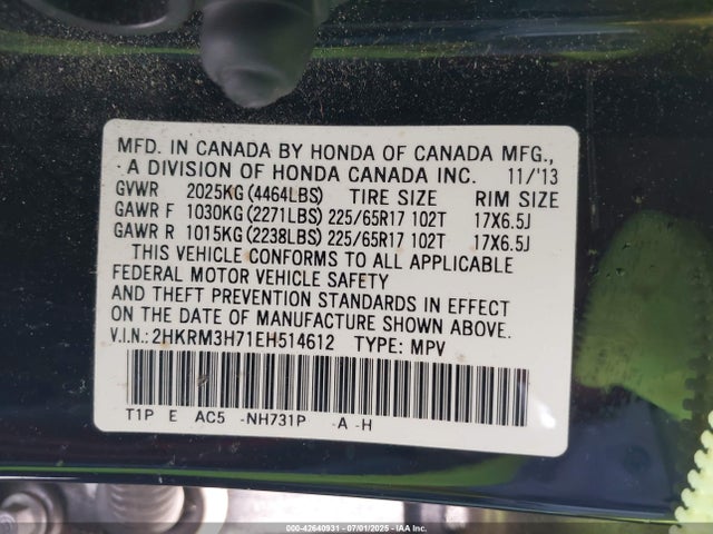 2HKRM3H71EH514612 Honda k24z7