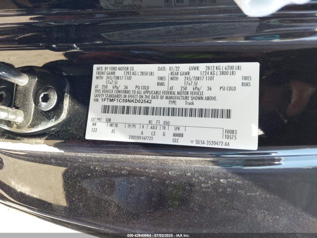 Ford 5.0l-4v 2022 1FTMF1C59NKD02542 Image 9