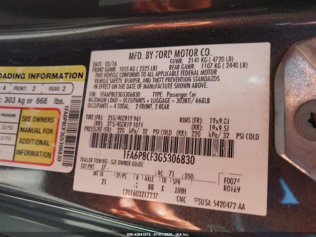 2016 FORD MUSTANG 1FA6P8CF3G5306830 Photo 8