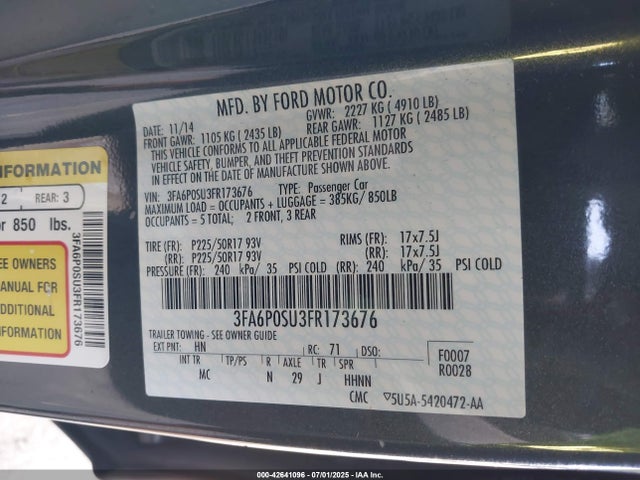 Ford 2015 2015 3FA6P0SU3FR173676 Image 9
