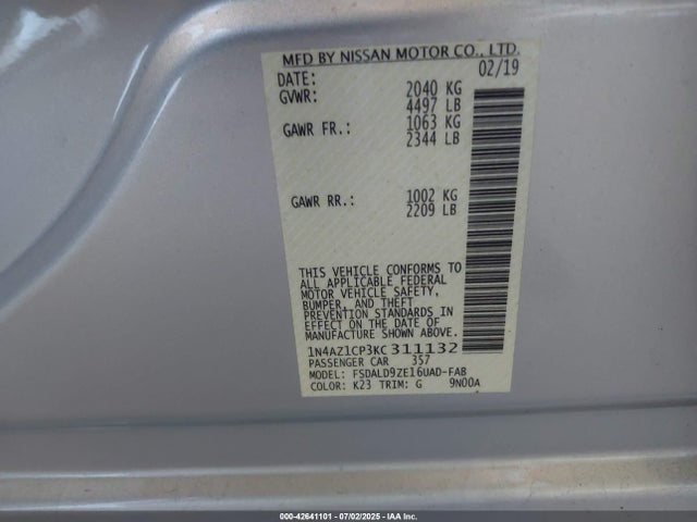 1N4AZ1CP3KC311132 Nissan 2019