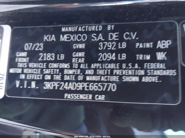 3KPF24AD9PE665770 KIA mpi nu