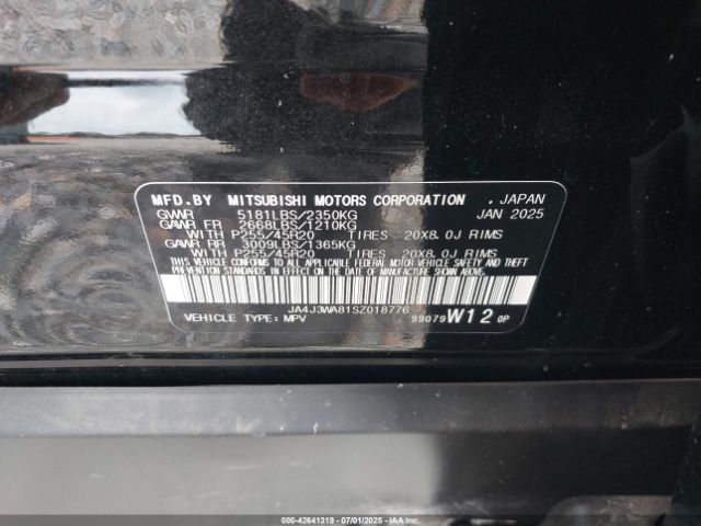 2025 MITSUBISHI OUTLANDER JA4J3WA81SZ018776 Photo 8