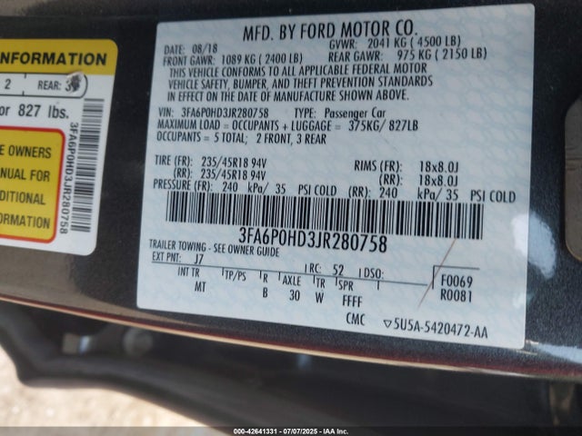 Ford 2018 2018 3FA6P0HD3JR280758 Image 9
