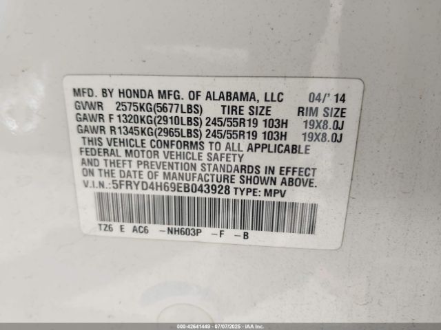 2014 ACURA MDX 5FRYD4H69EB043928 Photo 8