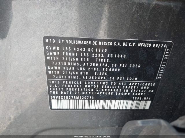 2024 VOLKSWAGEN TAOS 3VVSX7B27RM120773 Photo 8