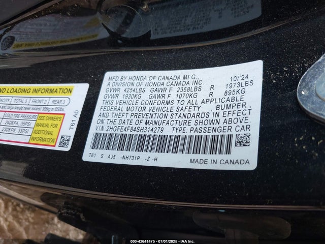 Honda lfc3 2025 2HGFE4F84SH314279 Image 9