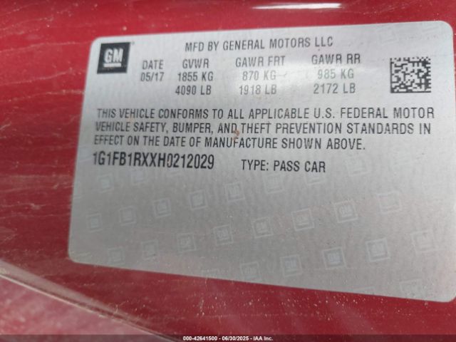 2017 CHEVROLET CAMARO 1G1FB1RXXH0212029 Photo 8