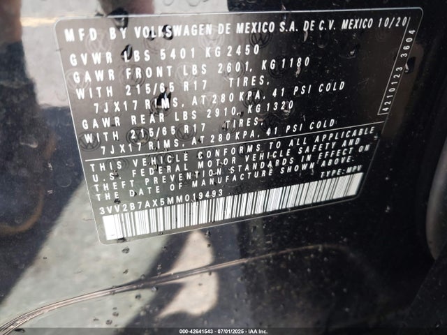 Volkswagen Tiguan 2021 3VV2B7AX5MM019493 Image 9