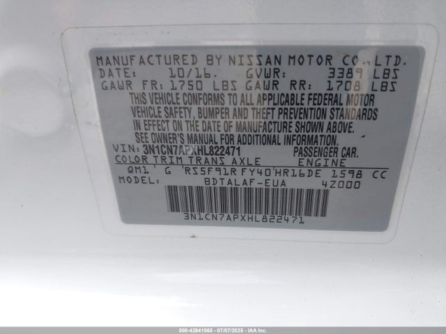 3N1CN7APXHL822471 Nissan 2017