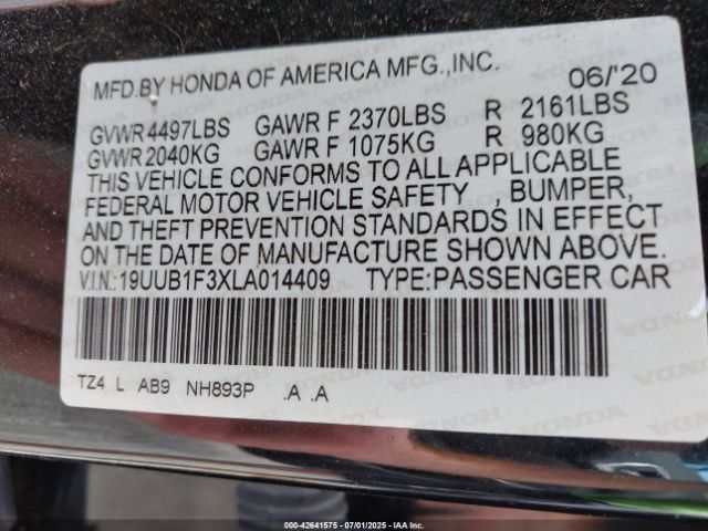 2020 ACURA TLX 19UUB1F3XLA014409 Photo 8