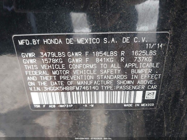 3HGGK5H88FM746140 Honda l15b1
