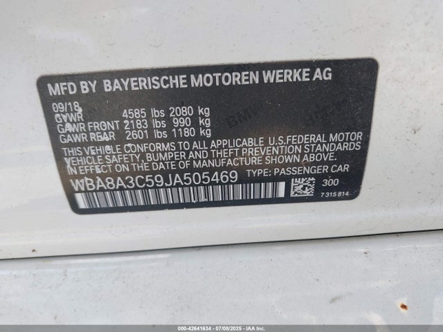 BMW 320i 2018 WBA8A3C59JA505469 Image 9