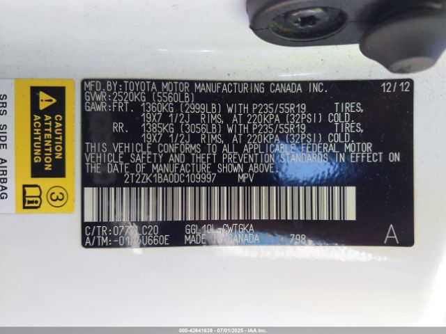 2013 LEXUS RX 350 2T2ZK1BA0DC109997 Photo 8
