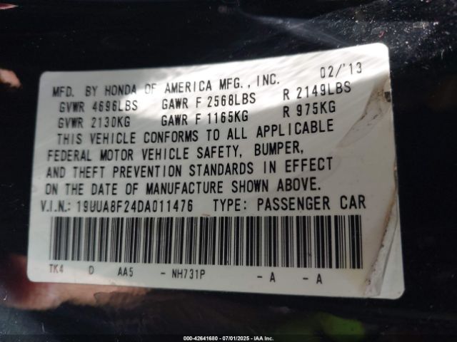 2013 ACURA TL 19UUA8F24DA011476 Photo 8