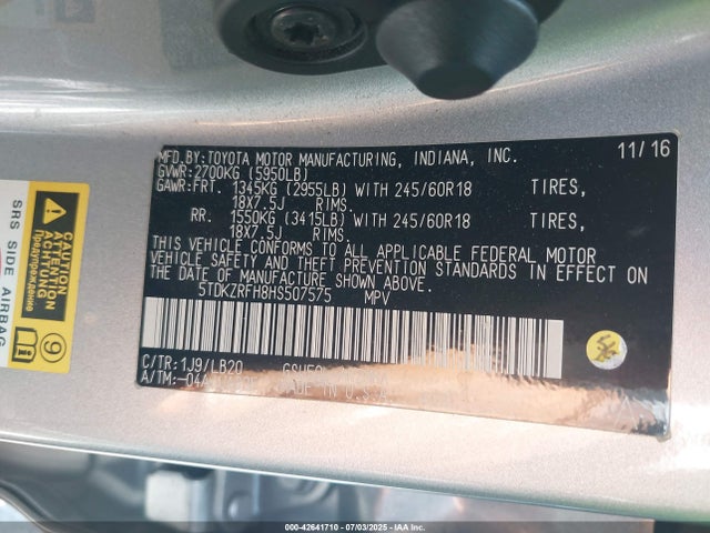 Toyota 2gr-fks 2017 5TDKZRFH8HS507575 Image 9
