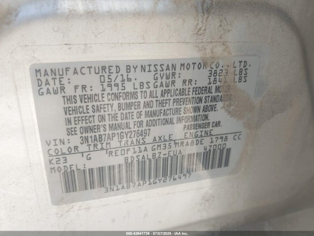 Nissan 2016 2016 3N1AB7AP1GY276497 Image 9