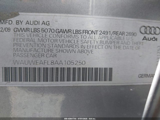 2010 AUDI A4 WAUWFAFL8AA105250 Photo 8