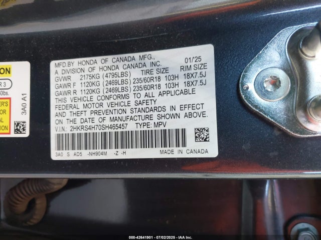 2HKRS4H70SH465457 Honda l15be