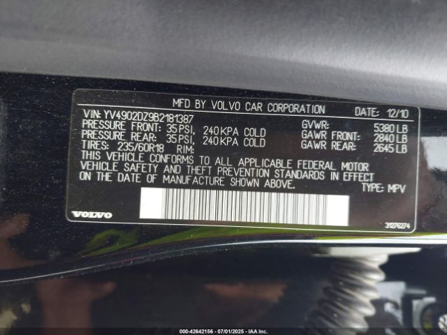 2011 VOLVO XC60 YV4902DZ9B2181387 Photo 8